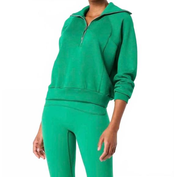 SPANX Tops - NEW SPANX airessentials half zip sweatshirt in field green